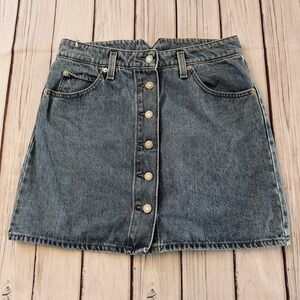 Levi's Women's Blue Denim Skirt A-Line Button Down Size 29 Summer